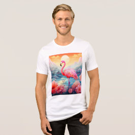 Tropisk Flamingo med Blommor T Shirt