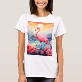 Tropisk Flamingo med blommor T Shirt