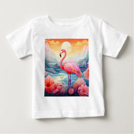 Tropisk Flamingo med Blommor T Shirt
