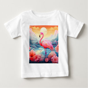 Tropisk Flamingo med Blommor T Shirt