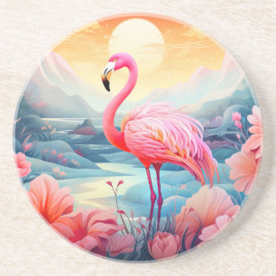 Tropisk Flamingo med blommor Underlägg