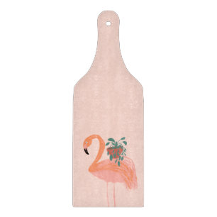Tropisk flamingo med krukväxt Handritad   