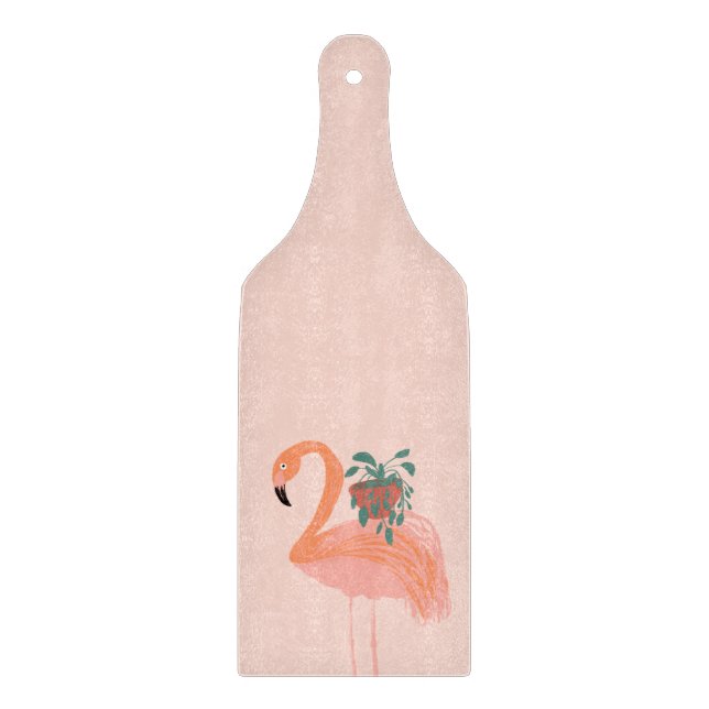 Tropisk flamingo med krukväxt Handritad    (Framsidan)