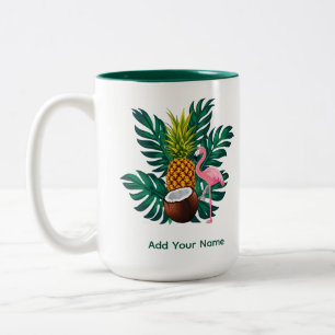 Tropisk Flamingo och Ananas Sommarpresentkaffe Två-Tonad Mugg