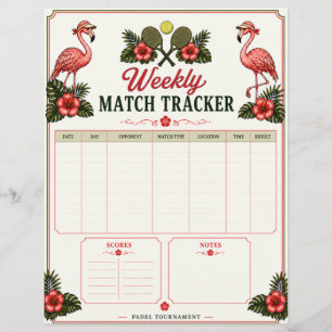 Tropisk Flamingo Padel Match Tracker Reklamblad