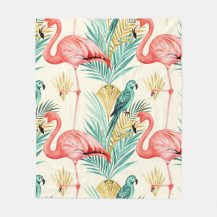 Tropisk Flamingo Papegoja Dschungel Fleecefilt