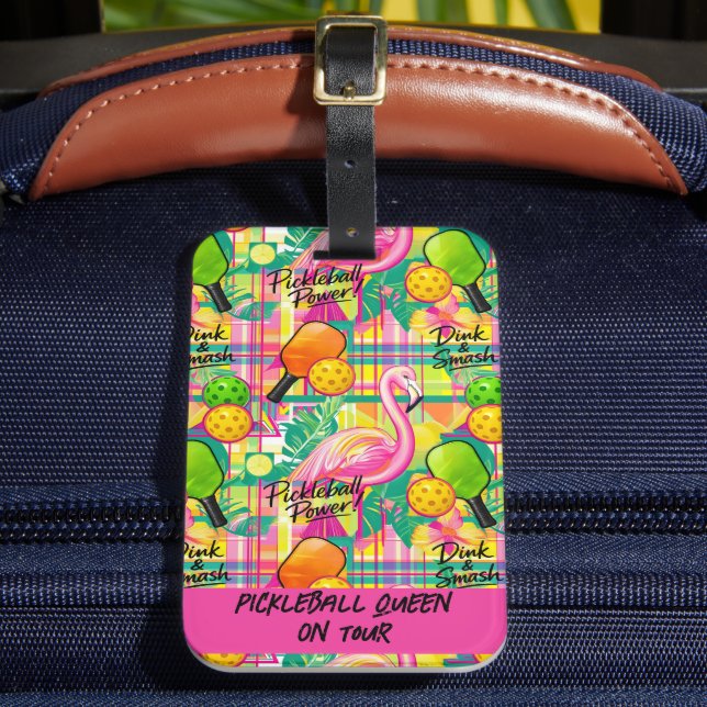 Tropisk Flamingo Pickleball-kudde  Bagagebricka (Framsida Insitu 2)