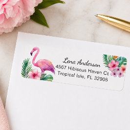 Tropisk Flamingo Returadressetikett Baby Shower Returadress Etikett