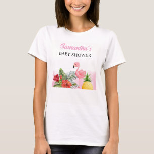 Tropisk Flamingo Rosa Baby Shower T Shirt