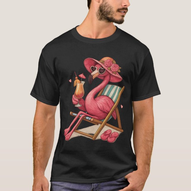 Tropisk Flamingo Strand Semester Design T Shirt (Framsida)