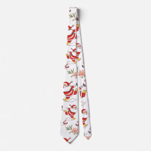 Tropisk Flamingo Tomte Julmönster grön Slips