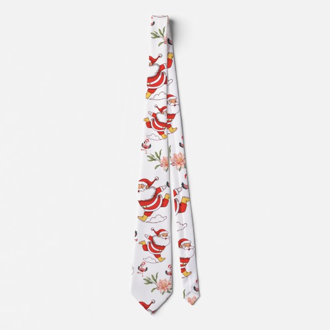 Tropisk Flamingo Tomte Julmönster grön Slips (Framsida)