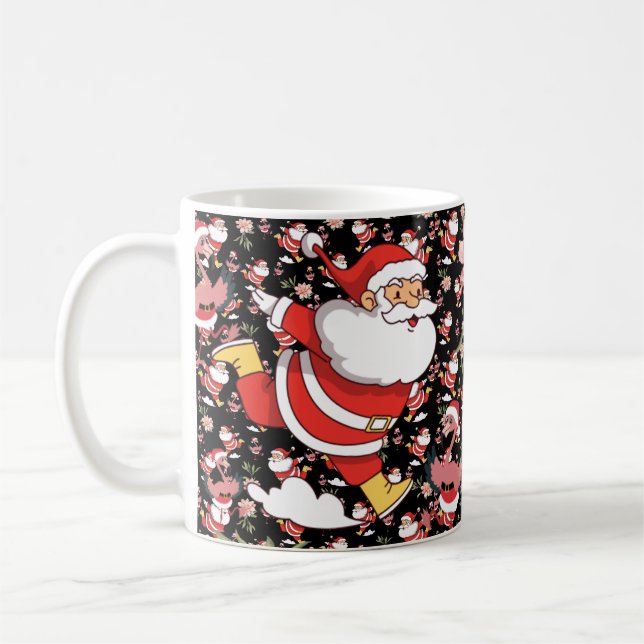 Tropisk Flamingo Tomte Julmönster Kaffemugg (Vänster)