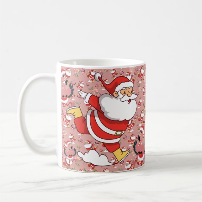 Tropisk Flamingo Tomte Julmönster Kaffemugg (Vänster)