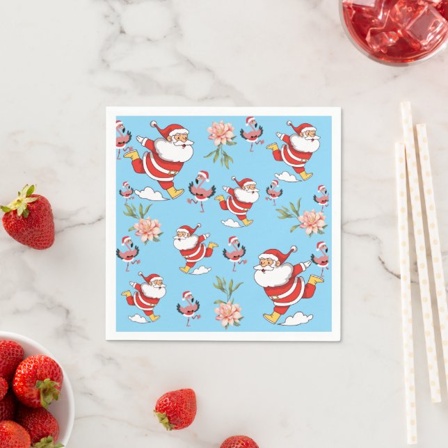 Tropisk Flamingo Tomte Julmönster Pappersservett (Insitu)