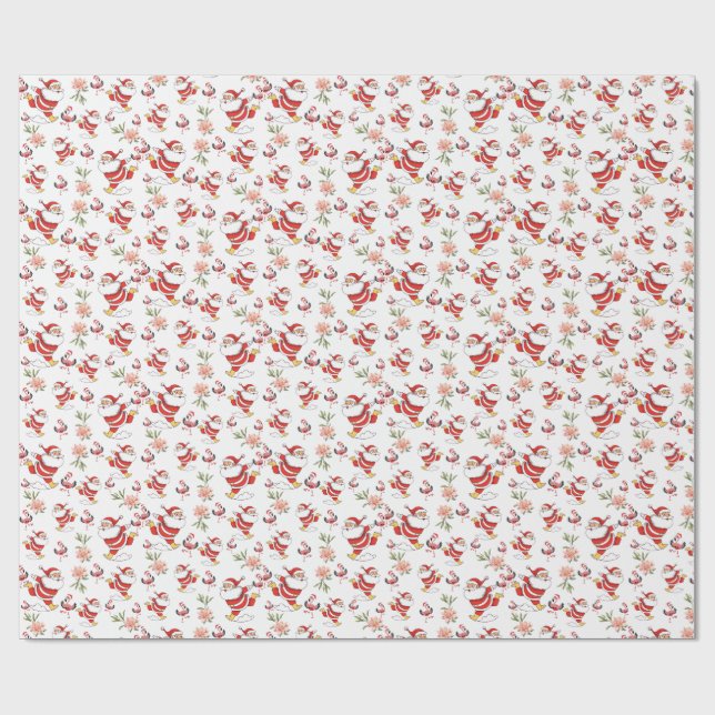 Tropisk Flamingo Tomte Julmönster Presentpapper (Platt)
