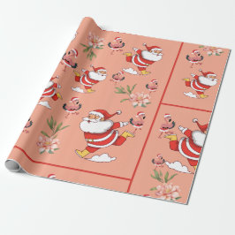 Tropisk Flamingo Tomte Julmönster Presentpapper