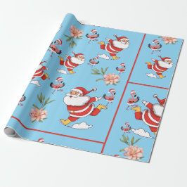 Tropisk Flamingo Tomte Julmönster Presentpapper