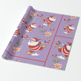 Tropisk Flamingo Tomte Julmönster Presentpapper