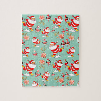 Tropisk Flamingo Tomte Julmönster Pussel