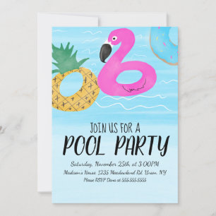 Tropisk Flamingo Uppblåsbar Ring Party Födelsedag Inbjudningar