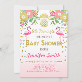 Tropisk Flamingobaby showerinbjudan Inbjudningar