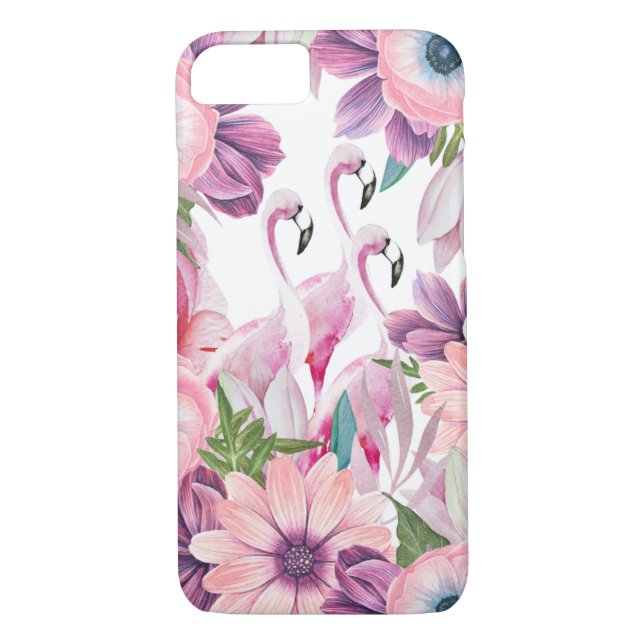 Tropisk flamingoblommigt för elegant rosa Case-Mate iPhone skal (Baksida)