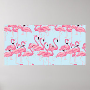 Tropisk flamingofågel sömlös mönsterbakgrund poster