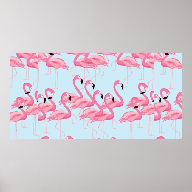 Tropisk flamingofågel sömlös mönsterbakgrund poster (Framsidan)
