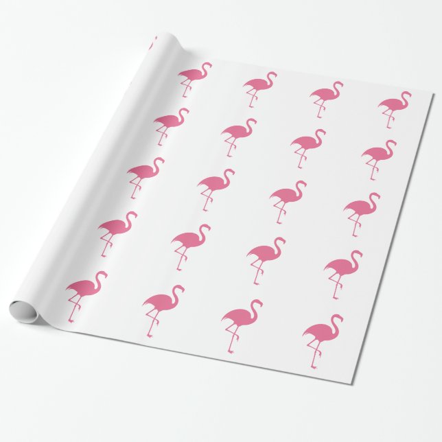 Tropisk Flamingotrendig Presentpapper (Utrullad)
