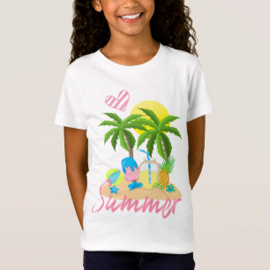 Tropisk flicka för strand för paradissommarkärl t shirt