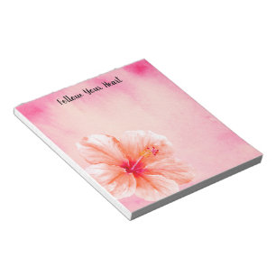 Tropisk flickaktig rosa persika hibiskusblomma anteckningsblock