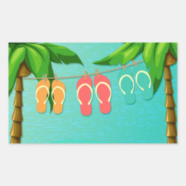 Tropisk flinflip flops rektangulärt klistermärke