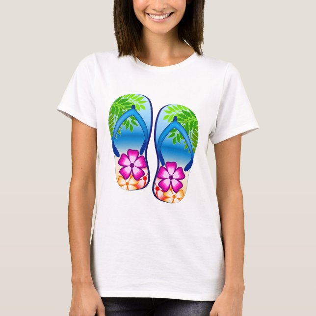 Tropisk flinflip flops tee shirt (Framsida)