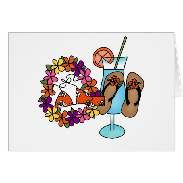 Tropisk flinflip flops tre för flickor hälsningskort (Framsidan Horizontal)