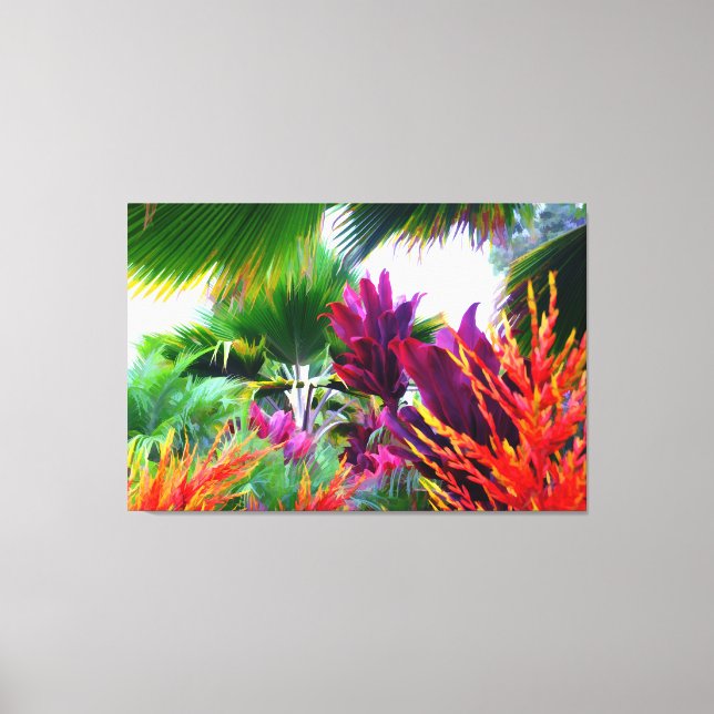 Tropisk Flora Fantasy Wrapped Canvas (Framsida)