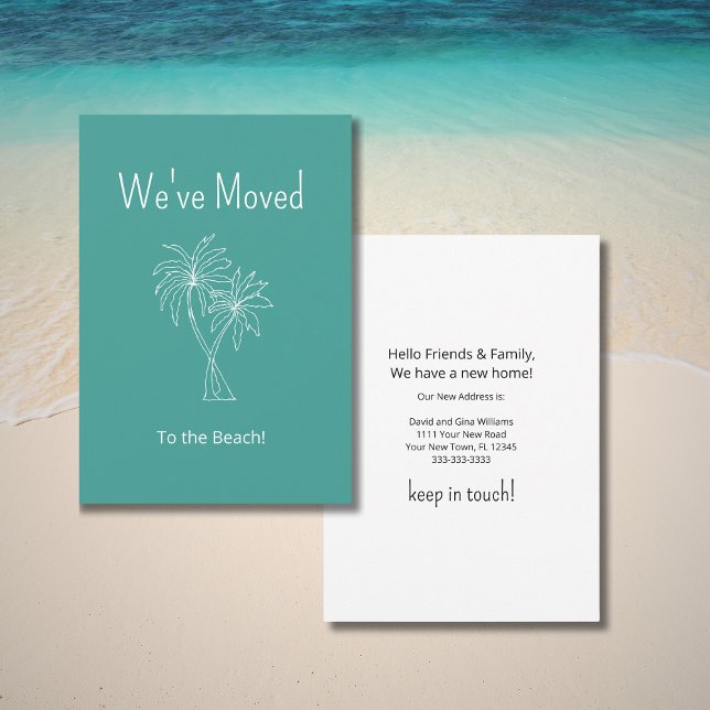 Tropisk Flytta av Vi har flyttat Teal Grönt Handfl Meddelande (Skapare uppladdad)