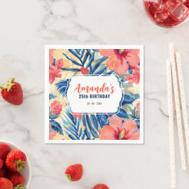 Tropisk födelsedagsfest Hibiskus blommönster Pappersservett