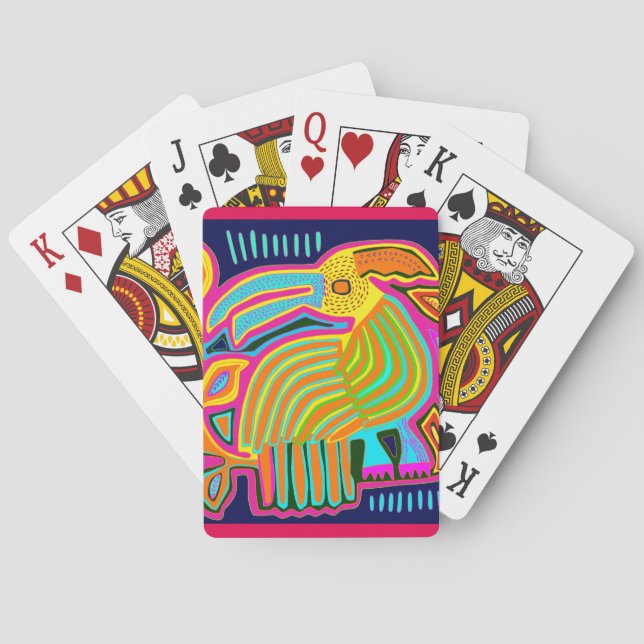 Tropisk folkkonst papegoja casinokort (Baksidan)