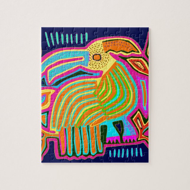 Tropisk folkkonst papegoja pussel (Vertikal)