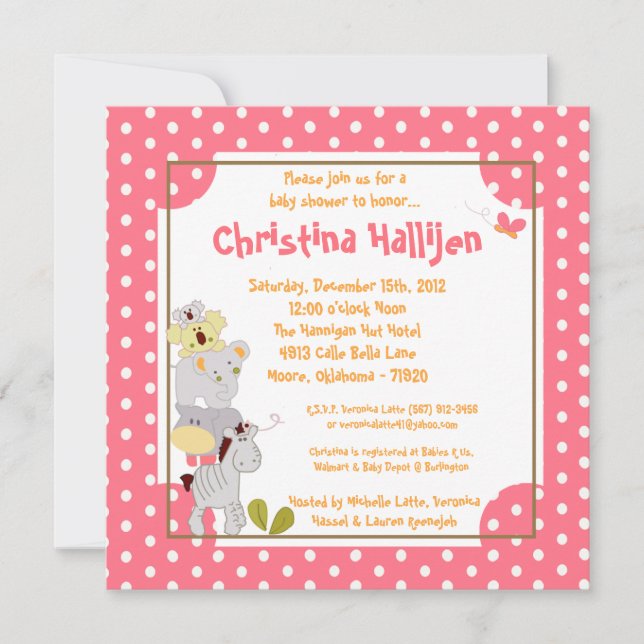 tropisk för djungelbaby shower för stansmaskin 5x5 inbjudningar (Framsida)