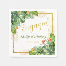 Tropisk Förlovningsfest Vattenfärg Palm Trädgårdsb