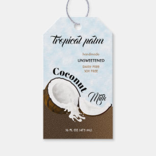 Tropisk frukt av kokosnötfrukt presentetikett