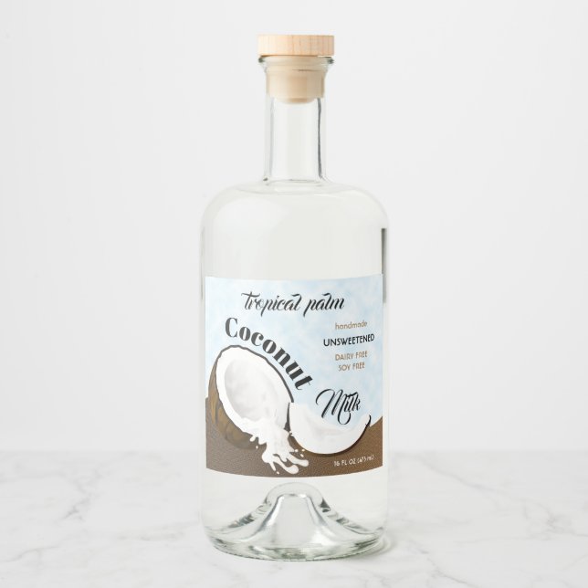 Tropisk frukt av kokosnötfrukt spritflaskor etikett (Framsida)
