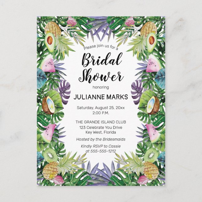 Tropisk frukt | Greenery Summer Möhippa Inbjudan Vykort (Framsida)