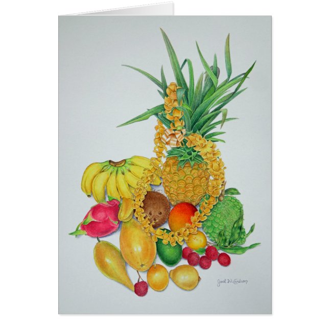 Tropisk frukt och Lei Hälsningskort (Framsidan)