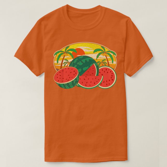 Tropisk frukt Sommar sunset Handflatan Träd Exotic T Shirt (Design framsida)