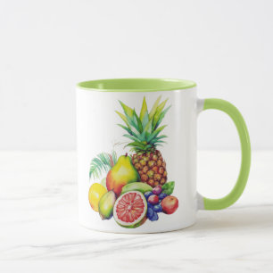Tropisk fruktcollage mugg