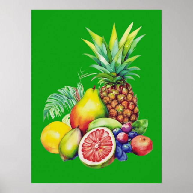 Tropisk Fruktcollage Poster (Framsidan)