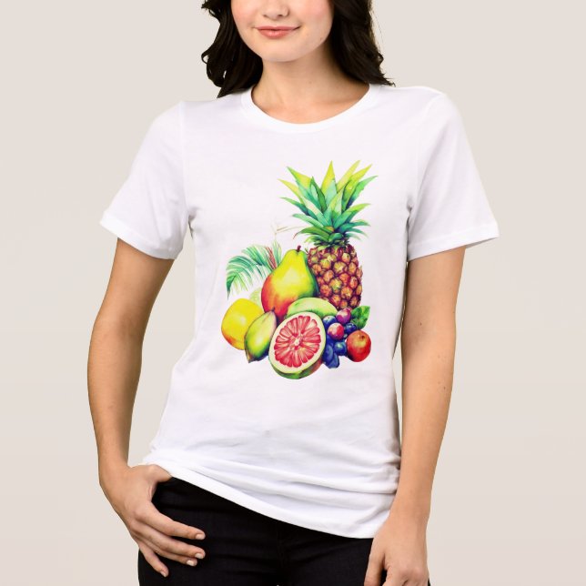 Tropisk fruktcollage t shirt (Framsida)